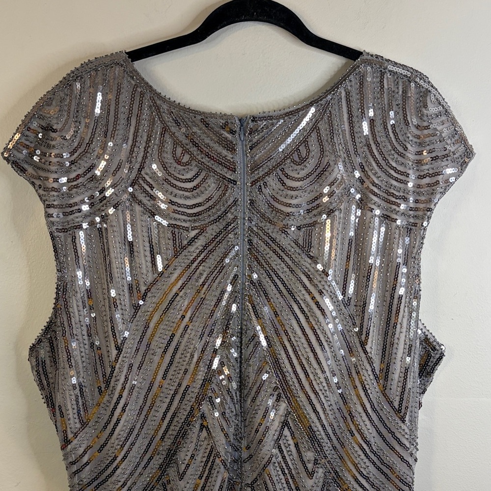 Sleeveless Silver Sequin Fringe Mini Flapper Dress Size 4XL NWOT #300 - Picture 7 of 14